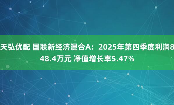 天弘优配 国联新经济混合A：2025年第四季度利润848.4万元 净值增长率5.47%